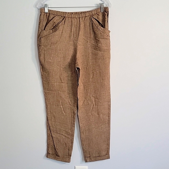 Jones New York Pants - Jones New York Linen Blend Pull On Elastic Waist Pockets Cuffed Pants XS NWOT